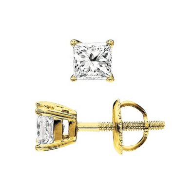 0.50 ct. t.w. Princess-Cut Diamond Stud Earrings 14K Yellow Gold (I, VS2) 