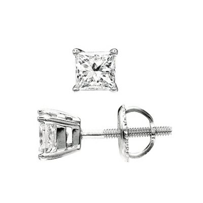 1.00 ct. t.w. Princess-Cut Diamond Stud Earrings in Platinum (I, VS2)