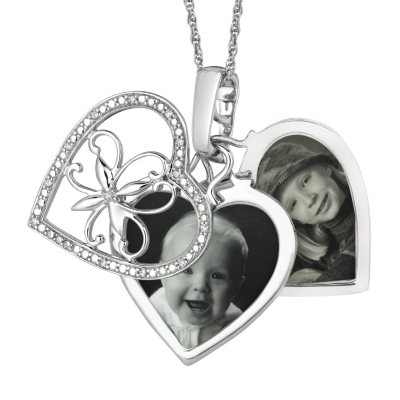 0.10 ct. t.w. Diamond Heart Locket Pendant in Sterling Silver (I, I1)