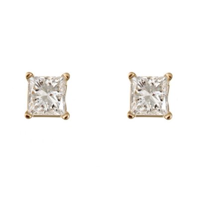 1.45 CT.T.W. Princess-Cut Diamond Stud Earrings in 14K Yellow Gold (I, I1)