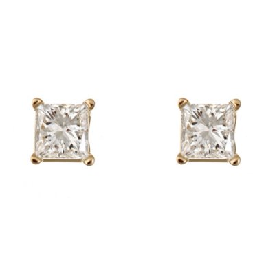 0.72 CT.T.W. Princess-Cut Diamond Stud Earrings in 14K Yellow Gold (I, I1)