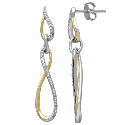 0.12 CT. T.W. Diamond Twist Earring in Sterling Silver and 14K Yellow Gold (H-I, I1)