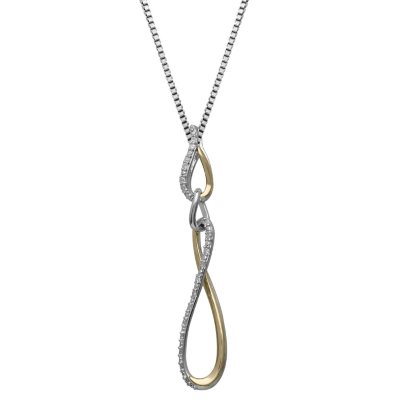 0.11 CT. T.W. Diamond Twist Pendant in Sterling Silver and 14K Yellow Gold (H-I, I1)