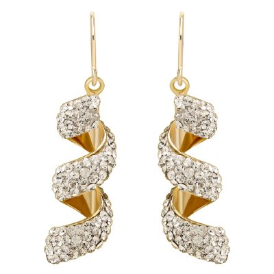 Love, Earth Genuine Swarovski Crystal Macaroni Twist Earring set in Sterling Silver and 14 Karat Gold.