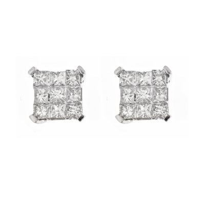 0.37 ct. t.w. Princess Diamond Earrings in 14K White Gold (H-I, I1)