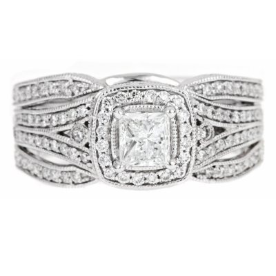 Regal 1.0 ct. t.w. Princess Center Diamond 14K White Gold Ring (I, SI2)