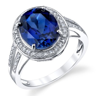 Lab Created Sapphire Ring 14K White Gold