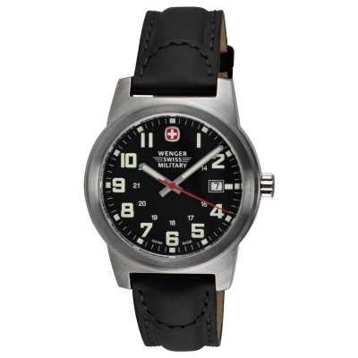 Wenger Swiss Military Classic Field Watch with Black Dial and Black Strap