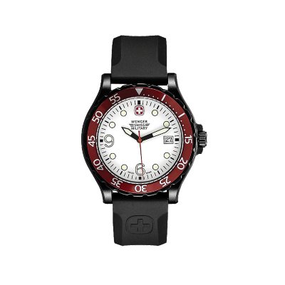 Wenger Swiss Military Ranger Watch with White Dial and Red Bezel