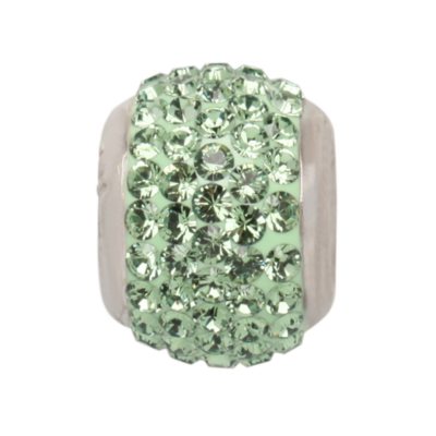 Genuine Green Swarovski Crystal Charm Bead in Sterling Silver