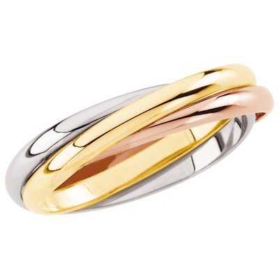 14K Tri-Color Gold Three Band Rolling Ring