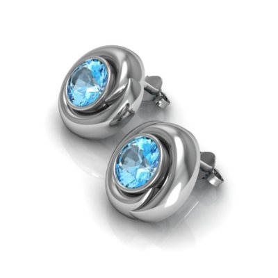 Swiss Blue Topaz Whisper Earrings in Sterling Silver