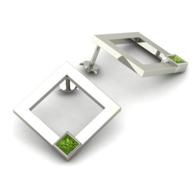 Square Peridot Element Earrings in Sterling Silver