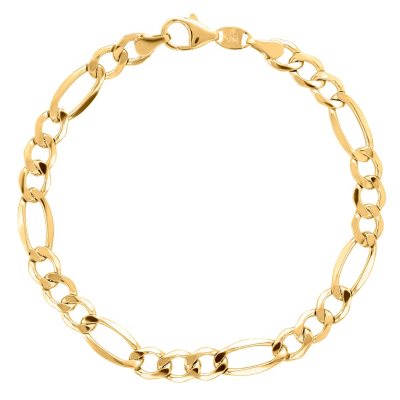 8.5" Men's Figaro Bracelet in Sterling Silver and 14K Yellow Gold 