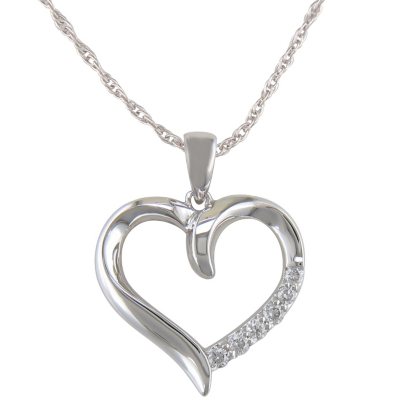 0.12 ct. t.w. Diamond Heart Pendant in 14k White Gold (H-I, I1)