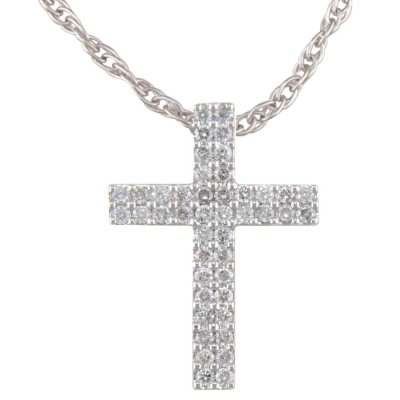 0.50 ct. t.w. Diamond Double Cross Pendant in 14k White Gold (H-I, I1)