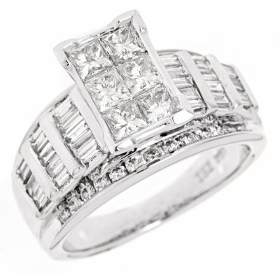 2.00 ct. t.w. Princess Cut Diamond Bridal Ring Set in 14k White Gold (I, I1)