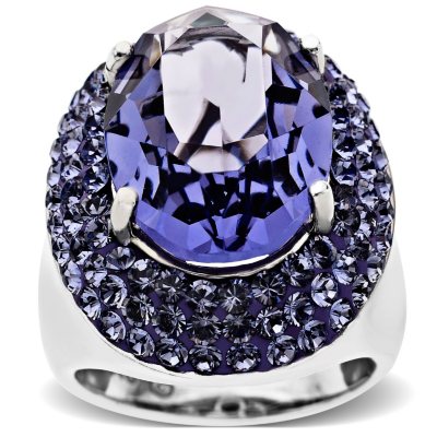 Purple Swarovski Crystal Ring in Sterling Silver