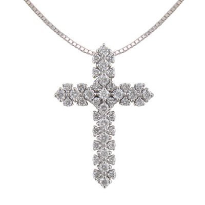 0.75 ct. t.w. Diamond Cross Pendant in 14K White Gold