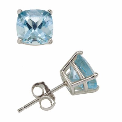 5.0 ct. t.w. Cushion Cut Aquamarine Stud Earrings in 14K White Gold
