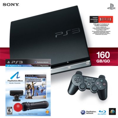 PS3 160GB Console with Move Sports Champions Bundle