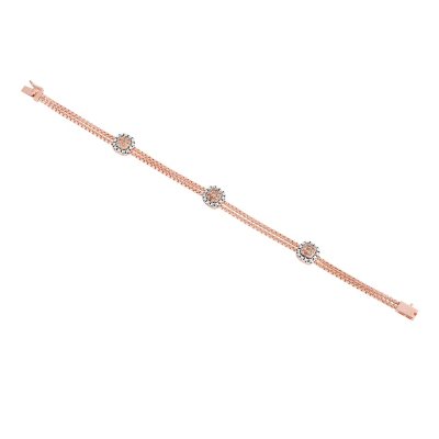 Round Cut Brown Diamond Bracelet in Silver with Rose Gold Plating (0.35 ct. t.w.)
