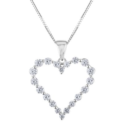 0.46 CT. T.W. Diamond Heart Pendant in 14K White Gold (H-I, I1)