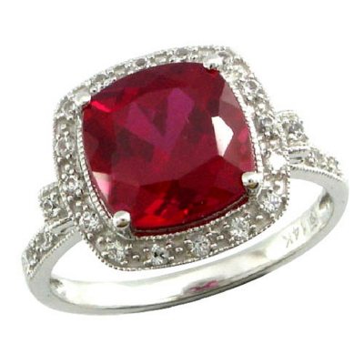 Lab-Created Ruby & White Sapphire Ring in 14K White Gold