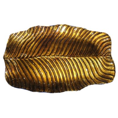 Handcrafted Glass Large Leaf Platter 