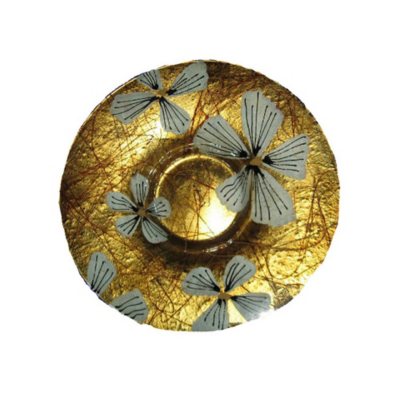 Handcrafted Glass Gold Bowl with Flower