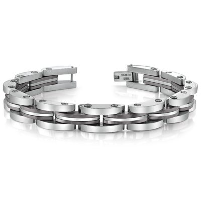 Stainless Steel and Gun Metal Ion Plated Men's Link Bracelet