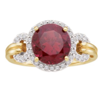 Garnet and Diamond Accent Ring in 14K Yellow Gold