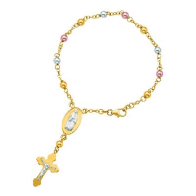 Two-Tone Rosary Bracelet in 14K Gold