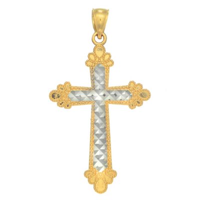 Two-Tone Cross Pendant in 14K Gold