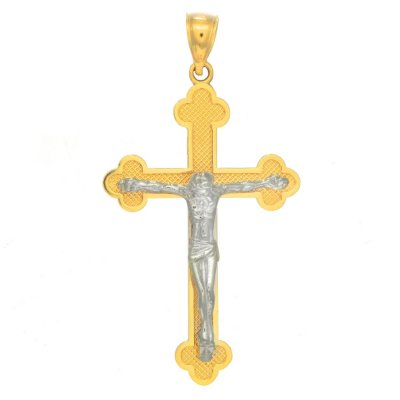 Two-Tone Crucifix Pendant in 14K Gold