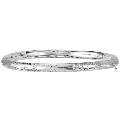 5mm Floral Bangle In 14K White Gold