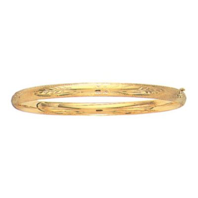 5mm Floral Bangle In 14K Yellow Gold