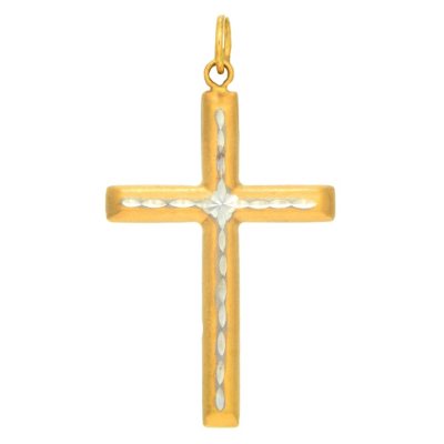 Two-Tone Cross Pendant in 14K Gold