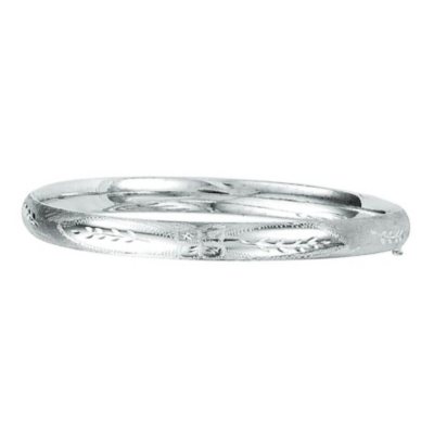 6mm Floral Bangle In 14K White Gold