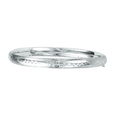 6mm Floral Bangle In 14K White Gold
