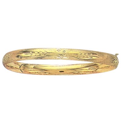 6mm Floral Bangle In 14K Yellow Gold