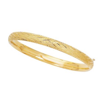 6mm Checkered Bangle In 14K Yellow Gold