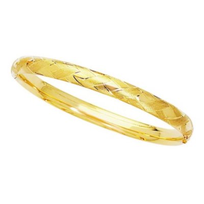 6mm Polished and Satin Bangle In 14K Yellow Gold