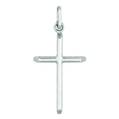 Polished Cross Pendant in 14K White Gold