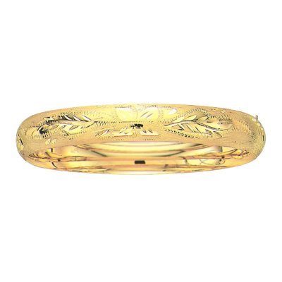 10mm Floral Bangle In 14K Yellow Gold