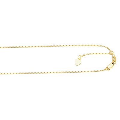 1.1mm Adjustable Box  Necklace In 14K Yellow Gold