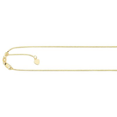 .85mm Adjustable Box  Chain In 14K Yellow Gold