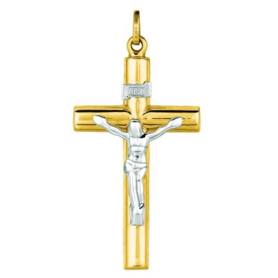 Two-Tone Crucifix Pendant in 14K Gold
