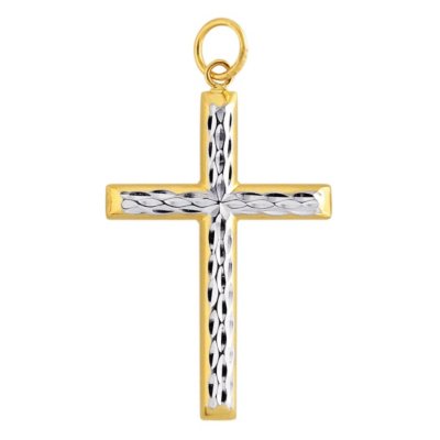 Two-Tone Cross Pendant in 14K Gold