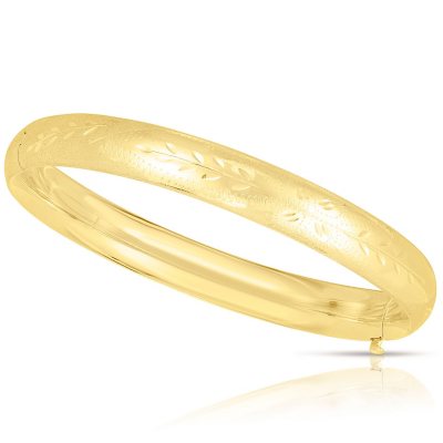 8mm Floral Bangle In 14K Yellow Gold